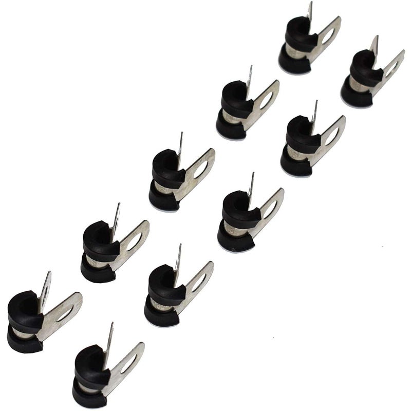 A-Team Performance 3/16-Inch Stainless Steel Brake Line Clips & Clamps - 3/16-Inch Black Industrial - Neoprene Cushion & Corrosion Resistant - Protects Brake & Fuel Lines & Cables - 10 Pack - Image 1